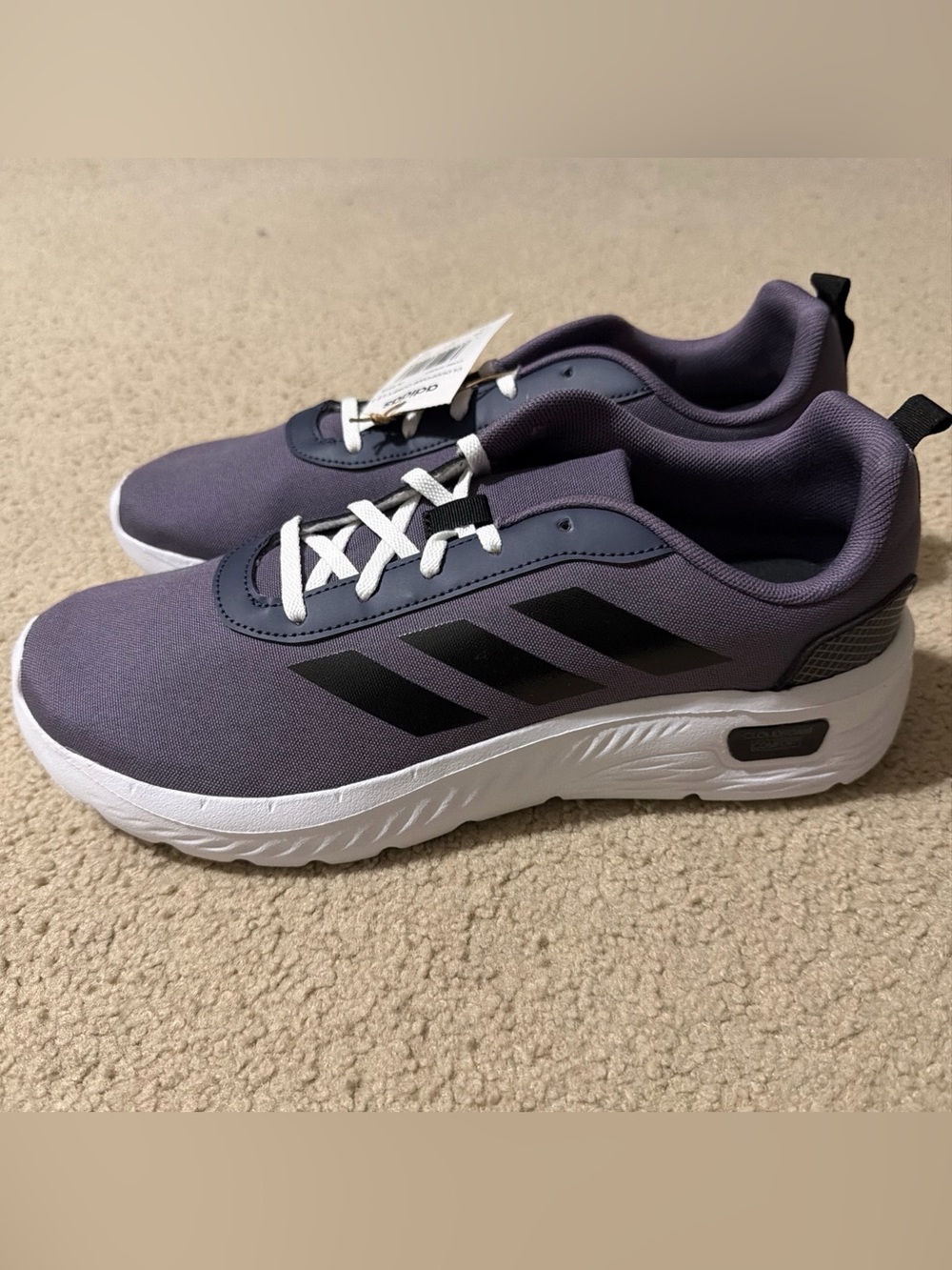 Adidas Mens 10.5 Cloudfoam Comfy LE 3 Shoes Sneakers JL4518 Purple Black NEW